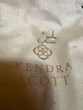 Kendra Scott Silver-Tone White Drusy Rectangle Studs